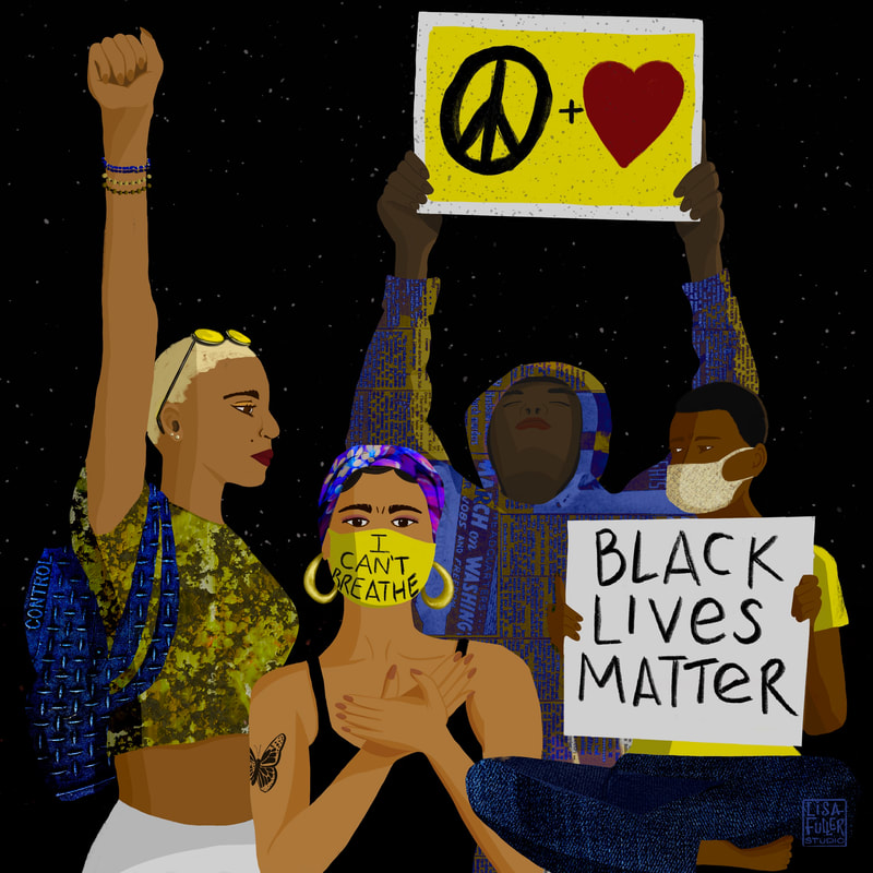 editorial illustration with people empowering the black lives matter movement