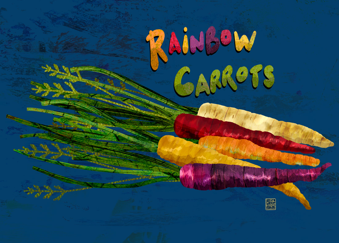 food root vegetable illustration of rainbow carrots